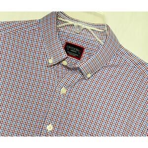 Untuckit Shirt Mens Med Blue and Red Slim Fit Button Up Long‎ Sleeve Casual